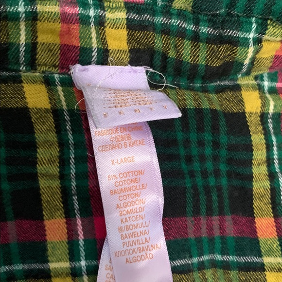 Savage x Fenty Green Plaid Long Sleeve Shorts Pajama Set - Picture 2 of 13